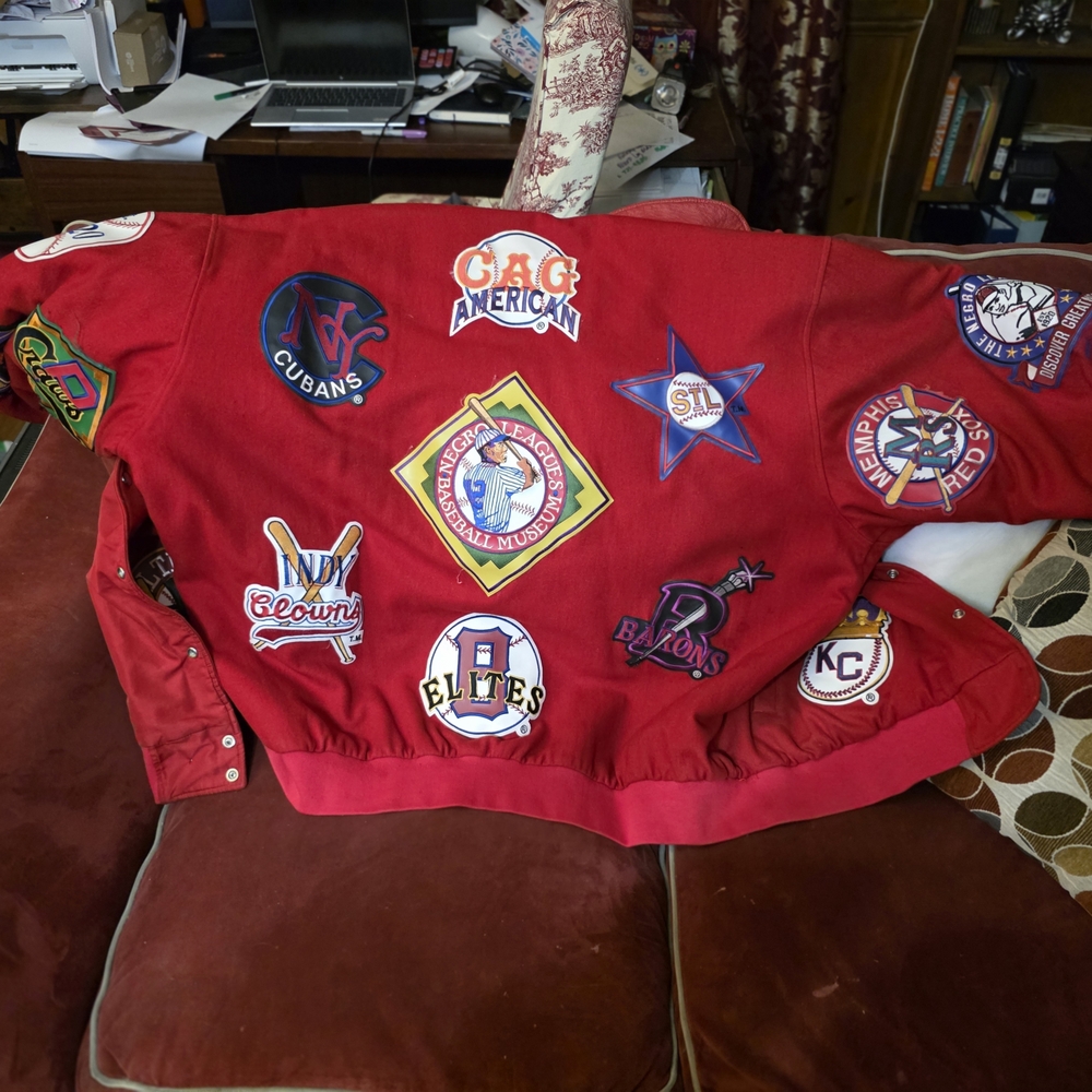 Men's Red Patchwork Bomber Jacket